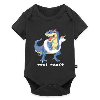 partie de piscine de dinosaure - Body à manches courtes Premium Bébé - noir - Devant