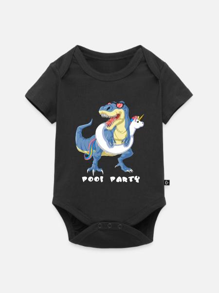 Dinosaurier-Pool-Party - Baby Premium Kurzarmbody - Schwarz