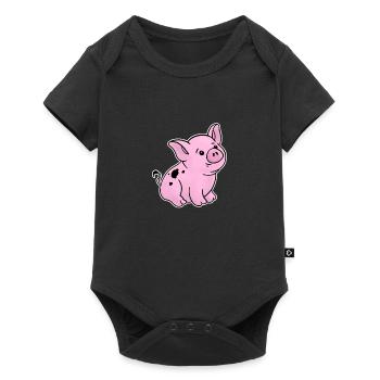 Nettes Ferkel handgezeichnet mit Schmutz auf der - Baby Premium Kurzarmbody - Schwarz - Vorne