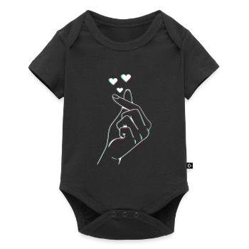K-POP Finger Heart I Love You... K-Pop - Baby Premium Kurzarmbody - Schwarz - Vorne