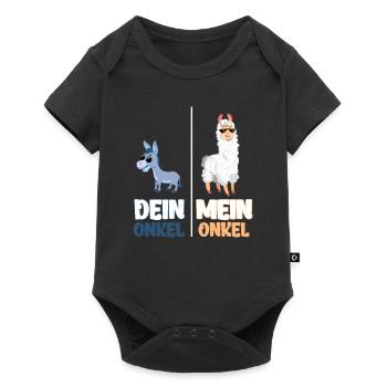 Mein Onkel Dein Onkel Lustiges Lama Geschenk - Baby Premium Kurzarmbody - Schwarz - Vorne