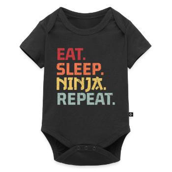Eat Sleep Ninja Repeat Birthday Gift Boys Girls Fu - Baby Premium Kurzarmbody - Schwarz - Vorne