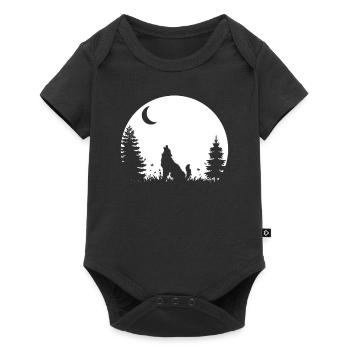 Loup forêt nature nature lune cadeau - Body à manches courtes Premium Bébé - noir - Devant