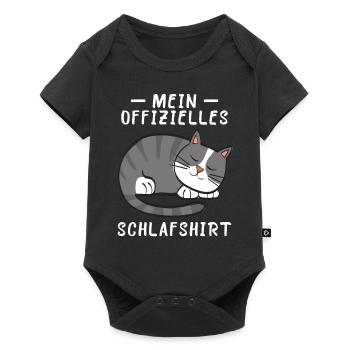 Katze Schlafshirt Geschenk Geburtstag - Baby Premium Kurzarmbody - Schwarz - Vorne