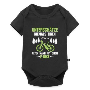Unterschätze niemals einen alten Mann mit E-Bike - Baby Premium Kurzarmbody - Schwarz - Vorne