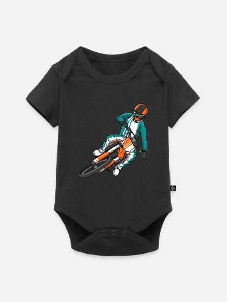 Motocross Rider Biker Motorcycle Children Men - Baby Premium Kurzarmbody - Schwarz