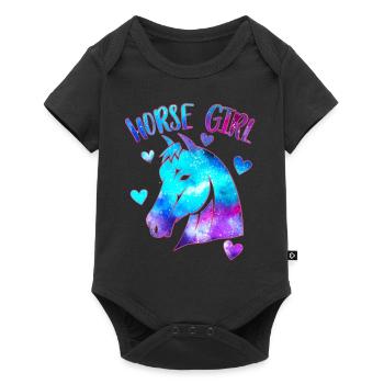 Fille de cheval - Body à manches courtes Premium Bébé - noir - Devant