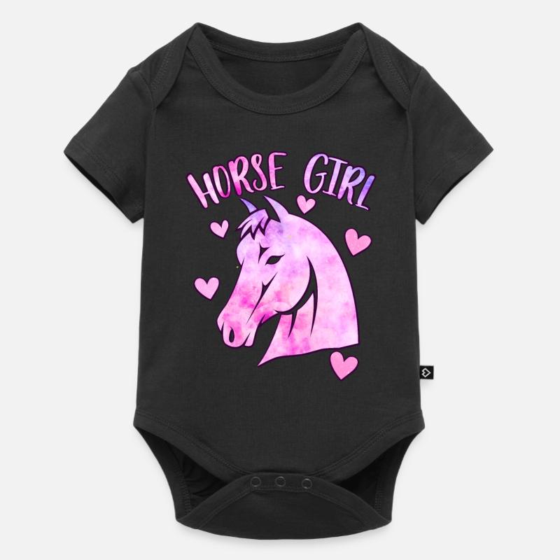 Pferd Mädchen - Baby Premium Kurzarmbody - Schwarz