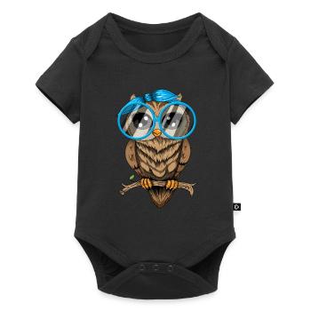 Eule ich mag halt Eulen Nerd Brille Crazy Owl Lady - Baby Premium Kurzarmbody - Schwarz - Vorne