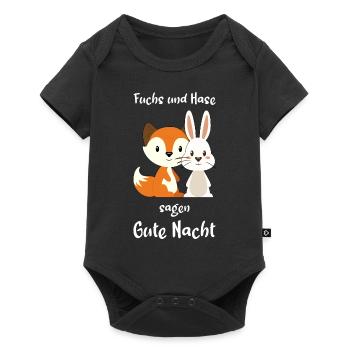Fuchs Hase Oberteil Schlafanzug Geschenk - Baby Premium Kurzarmbody - Schwarz - Vorne