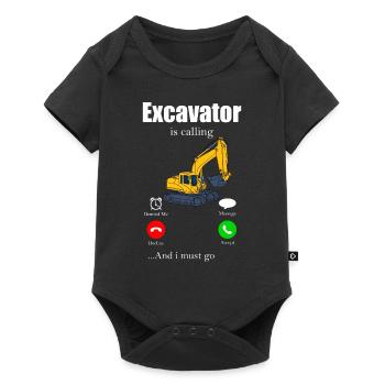 Bagger - Baby Premium Kurzarmbody - Schwarz - Vorne