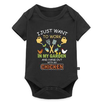 Jardin jardin jardinier poulet poulet paysan plantes - Body à manches courtes Premium Bébé - noir - Devant