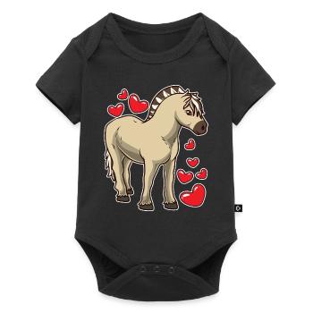 Fjordpferd Geschenk - Baby Premium Kurzarmbody - Schwarz - Vorne