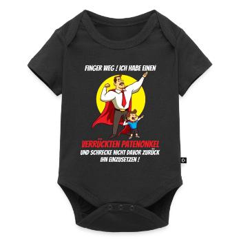Geschenk für Patenkind Patenonkel T-Shirt - Baby Premium Kurzarmbody - Schwarz - Vorne