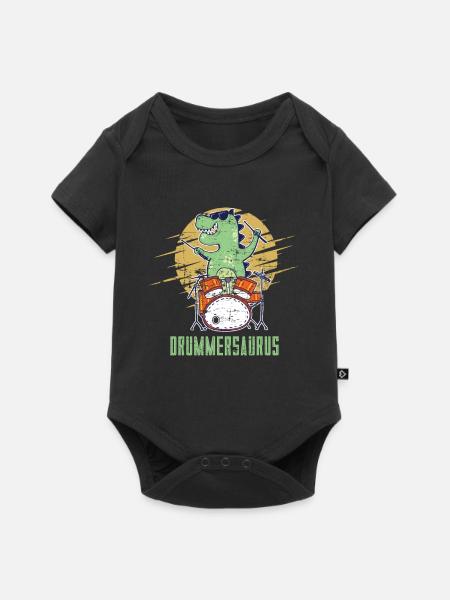 Drummer Dino batteur dinosaure percussion - Body à manches courtes Premium Bébé - noir