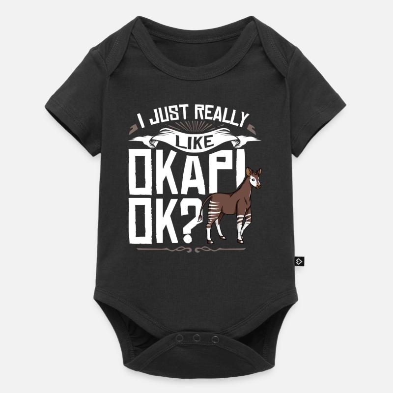 Okapi Waldgiraffe Giraffe Afrikanisches Zebra - Baby Premium Kurzarmbody - Schwarz