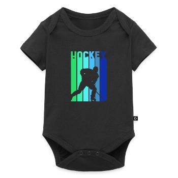 Hockey sur glace vintage multicolore joueur de hockey - Body à manches courtes Premium Bébé - noir - Devant