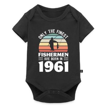 Pêcheurs nés en 1961 60e anniversaire cadeau de pêche - Body à manches courtes Premium Bébé - noir - Devant