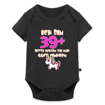 ich bin 39+ bitte helfen sie mir aufs Einhorn - Baby Premium Kurzarmbody - Schwarz - Vorne