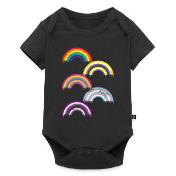 Regenbogen Pan Transgender Nicht Binär LGBT - Baby Premium Kurzarmbody - Schwarz - Vorne