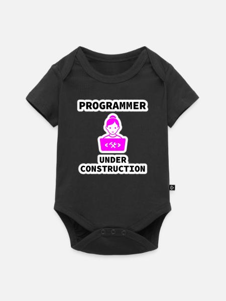 Girl Programmer Under Construction, Programming - Baby Premium Kurzarmbody - Schwarz
