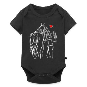 Chevaux filles amour cavalière - Body à manches courtes Premium Bébé - noir - Devant