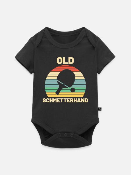 Old Schmetterhand Tischtennis Geschenk - Baby Premium Kurzarmbody - Schwarz