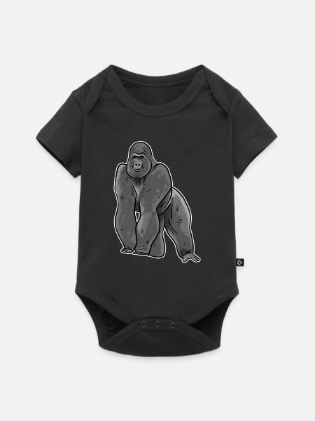 Gorilla Illustration - Baby Premium Kurzarmbody - Schwarz