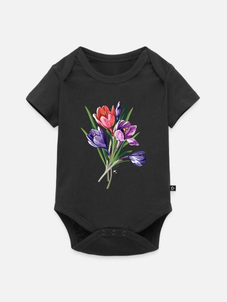 Krokusse Abbildung - Baby Premium Kurzarmbody - Schwarz