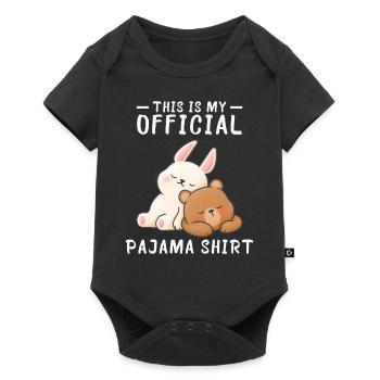 Lapin Teddy Ours t-shirt pyjama - Body à manches courtes Premium Bébé - noir - Devant