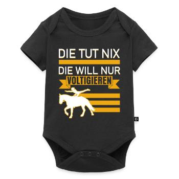 Voltigieren Voltigierer Spruch - Baby Premium Kurzarmbody - Schwarz - Vorne