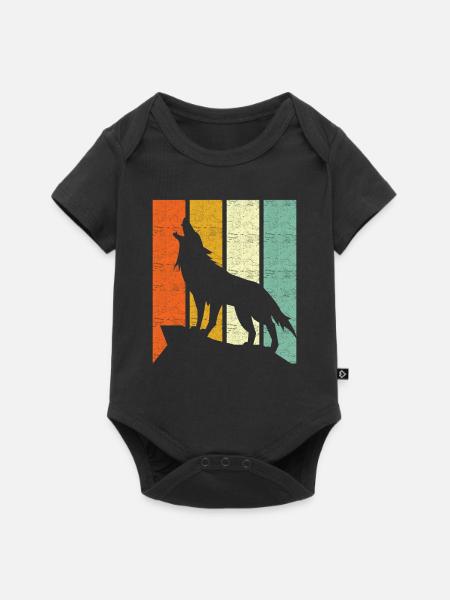 Wolf Retro - Baby Premium short-sleeve bodysuit - black