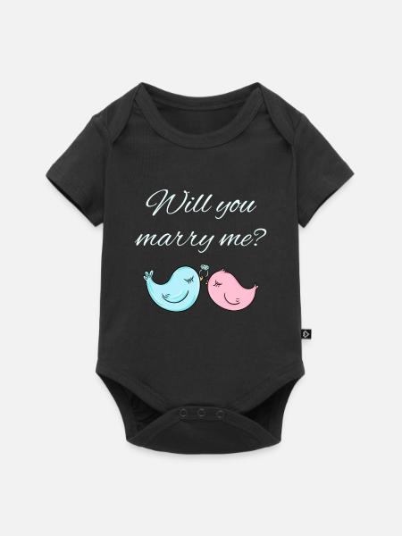 Hochzeitsantrag - Baby Premium Kurzarmbody - Schwarz