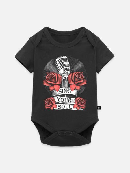 Microphone, Rose, Music, Singing, Vinyl, Soul - Baby Premium kortärmad bodysuit - svart