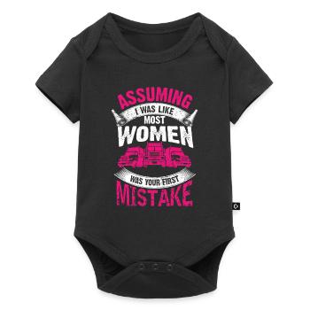 Vêtements de fille de conducteur de camion de femme - Body à manches courtes Premium Bébé - noir - Devant