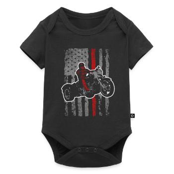 Vintage American Flag Motorcycle Trike Rider - Baby Premium short-sleeve bodysuit - black - Front