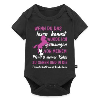Wenn du das lesen kannst - Pferd & Katze - Baby Premium Kurzarmbody - Schwarz - Vorne