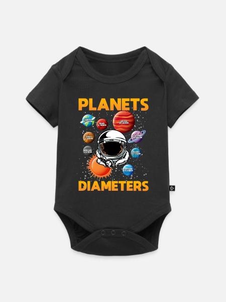 Durchmesser Von Planeten, Solarsystem, Planet - Baby Premium Kurzarmbody - Schwarz