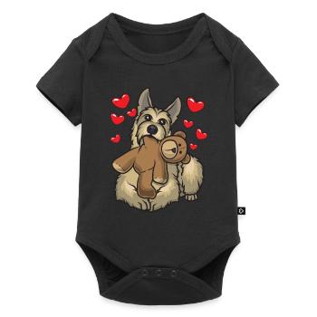 Berger de Picardie dog with stuffed animal - Baby Premium short-sleeve bodysuit - black - Front