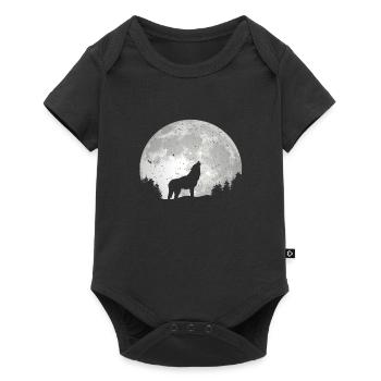 Wolf Conservation Predators Nature Full Moon Forest - Baby Premium short-sleeve bodysuit - black - Front