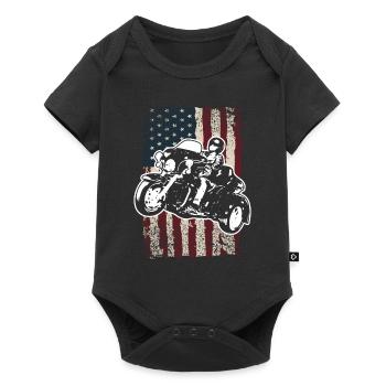 American Flag Motorcycle Trike Rider - Baby Premium short-sleeve bodysuit - black - Front