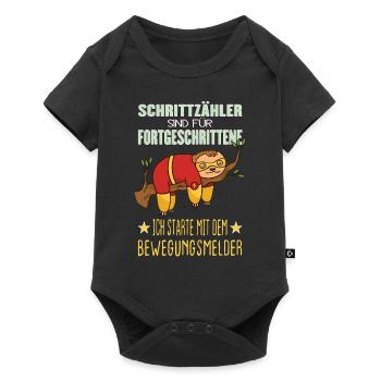 Schrittzähler Faultier Anti Laufen Faulpelz - Baby Premium Kurzarmbody - Schwarz - Vorne