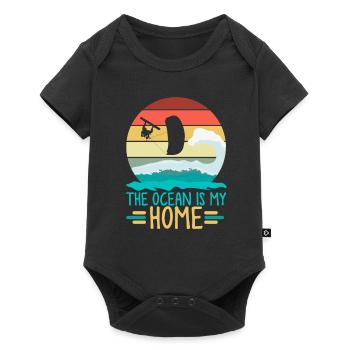 Kitesurfing, Kitesurfing Kitesurfen, Meer, - Baby Premium Kurzarmbody - Schwarz - Vorne