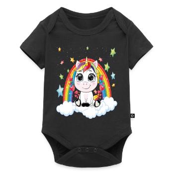 Unicorn Unicorn Hearts Rainbow Stardust - Baby Premium short-sleeve bodysuit - black - Front