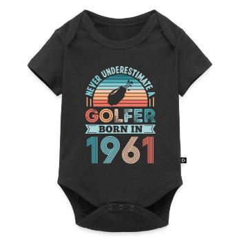 Golfeur né en 1961 Golfing 60e anniversaire Cadeau Papa - Body à manches courtes Premium Bébé - noir - Devant