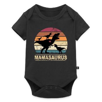 Mamasaurus Dinosaur Heart Triplets Mother's Day - Baby Premium short-sleeve bodysuit - black - Front