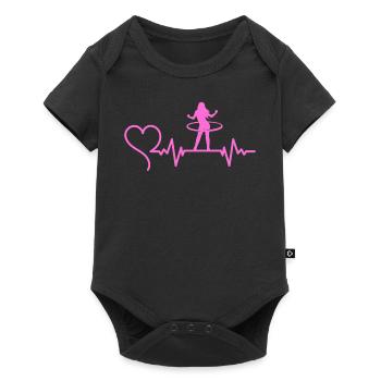 Hullern - Herzschlag EKG mein Herz Hullert - Baby Premium Kurzarmbody - Schwarz - Vorne