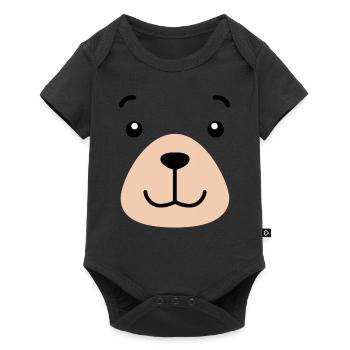 Bear Face - Baby Premium Kurzarmbody - Schwarz - Vorne