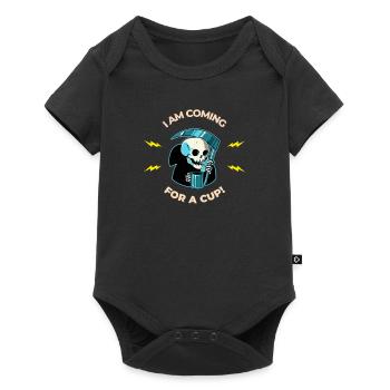 Death is coming for a Cup of Tea or Coffee - Funny - Baby Premium Kurzarmbody - Schwarz - Vorne