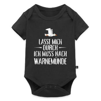 Lasst mich durch ich muss nach Warnemünde Möwe - Baby Premium Kurzarmbody - Schwarz - Vorne